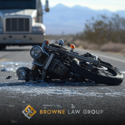 A white truck approaching the scene of a Casa Grande motorcycle accident