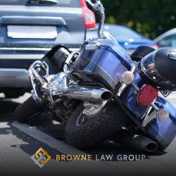 A motorcycle in the road on its side after a crash in Phoenix